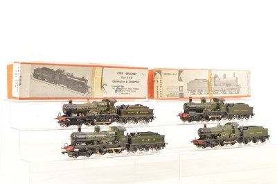 Lot 540 - Will's Finecast and K's 00 gauge kitbuilt GWR gloss green 4-4-0 Locomotives and Tenders (4)