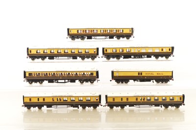 Lot 549 - Westdale or similar kitbuilt and scratchbuilt 00 Gauge GWR brown and cream Coaches (7)