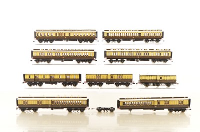 Lot 551 - Westdale Blacksmith Mallard or similar Kitbuilt 00 Gauge GWR brown and cream Clerestory full length bogie Coaches and pannelled Parcel Coaches (9)