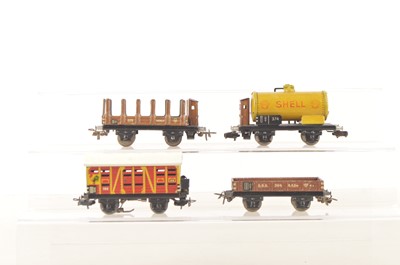 Lot 697 - Vintage Pre/Post war Marklin HO Gauge German Tinplate Freight Stock