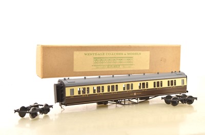 Lot 1025 - Westdale or similar 0 Gauge Kitbuilt Finescale GWR 1st/3rd side corridor coach