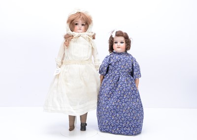 Lot 67 - Two German bisque shoulder headed dolls