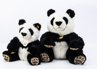 Lot 121 - Two Steiff yellow tag Manschli panda bears