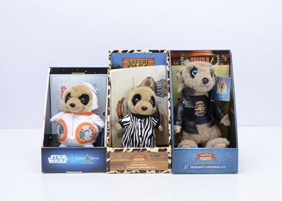 Lot 135 - Three limited edition Compare the meerkat.com soft toy meerkats