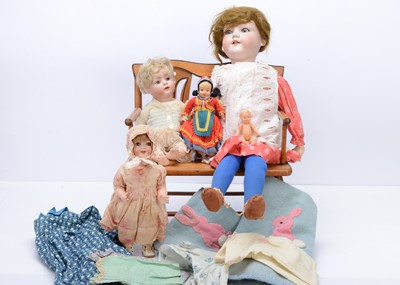 Lot 143 - Three German bisque headed dolls