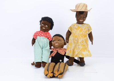 Lot 149 - Three British black cloth dolls