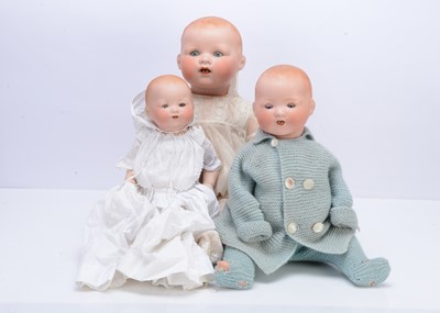 Lot 220 - Three Armand Marseille bisque headed 351 baby dolls