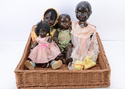 Lot 222 - Four post-war black dolls