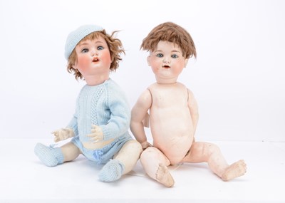 Lot 223 - Two large German bisque headed character babies