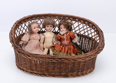 Lot 226 - Three small German bisque headed dolls