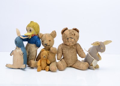 Lot 257 - Six post-war small teddy bears- soft toys