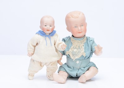 Lot 298 - Two small German bisque headed character babies