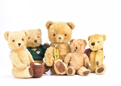 Lot 328 - Five post-war teddy bears