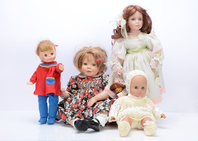 Lot 347 - A Horsman vinyl and three recent dolls