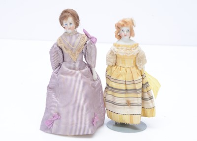 Lot 372 - Two white bisque shoulder-head dolls' house dolls