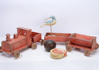 Lot 418 - A toy wooden floor train