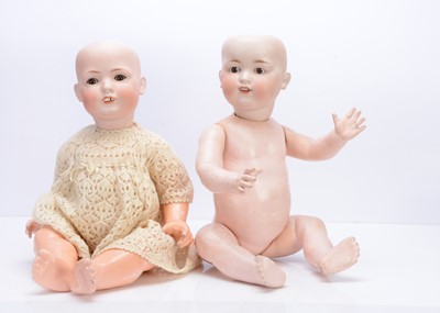 Lot 472 - Two large Germany bisque headed baby dolls