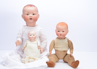 Lot 477 - Three German bisque headed baby dolls