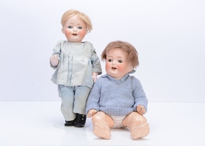 Lot 483 - Two Ernst Heubach bisque headed baby dolls