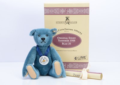 Lot 497 - A Steiff Club limited Edition replica 1908 blue teddy bear