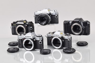 Lot 39 - A Group of Olympus OM SLR Camera Bodies