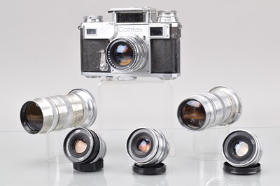 Lot 460 - A Zeiss Ikon Contax III Camera and Soviet Lenses