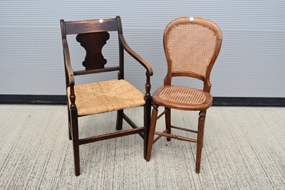 Lot 43 - A straw seated carver chair