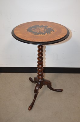 Lot 46 - An turned and inlaid tripod table