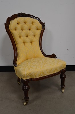 Lot 50 - A Victorian button back upholstered nursing chair or child’s seat