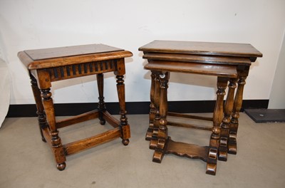 Lot 52 - A 20th Century reproduction of a 17th century style joint stool or occasional table