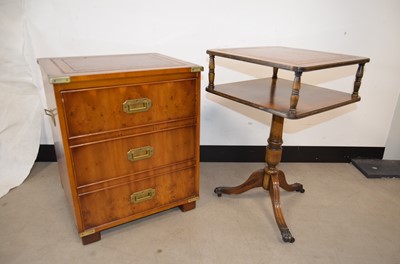 Lot 53 - A small brass cornered reproduction ‘campaign’ furniture style cupboard