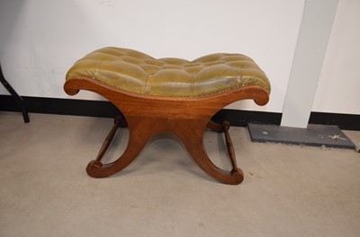 Lot 61 - A modern “Chesterfield” type x-frame mahogany stool