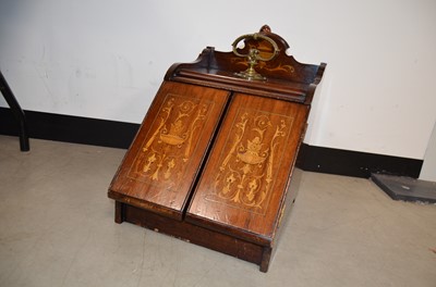 Lot 62 - An antique inlaid mahogany coal box or purdonium