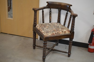 Lot 88 - A 19th Century bobbin turned oak corner armchair