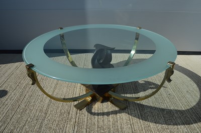 Lot 102 - A mid-Century modern brass framed glass top coffee table