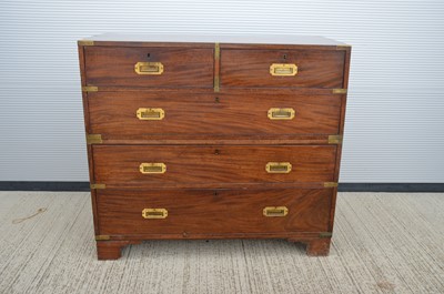 Lot 130 - A 19th Century mahogany and brass bound campaign chest