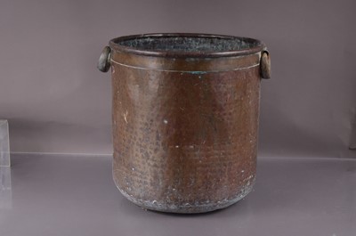 Lot 136 - A large copper log basket bin with hammered finish