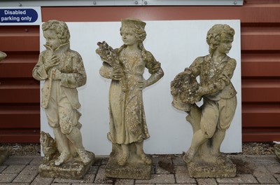 Lot 167 - A trio of reconstituted stone garden sculptures