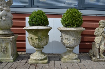 Lot 168 - A large pair of reconstituted stone garden planters