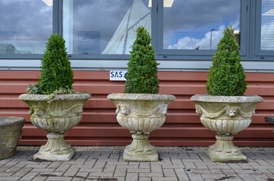 Lot 173 - Three matching reconstituted stone planters