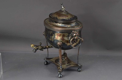 Lot 184 - A 19th Century Old Sheffield plate Samovar or hot water urn in Egyptian Revival taste