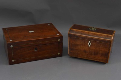 Lot 188 - A neatly sized 19th Century tea caddy and a Victorian rosewood workbox