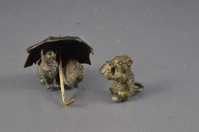 Lot 209 - Two miniature cold painted bronze groups