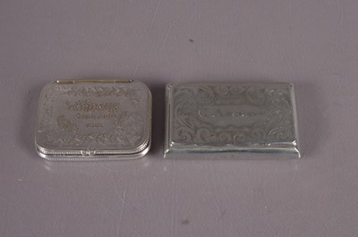 Lot 238 - Two 19th century silver plated snuff boxes