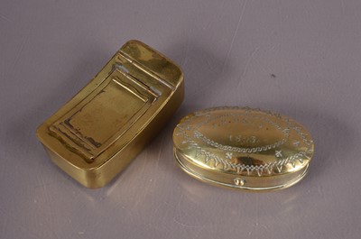 Lot 240 - Two 19th century brass miner's snuff boxes