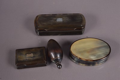 Lot 252 - Four pressed horn snuff boxes