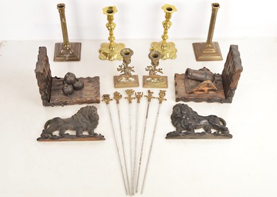 Lot 296 - Nineteenth Century and Later Metalware and Wooden Cannon Bookends (15)