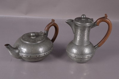 Lot 304 - Early 20th century pewter teapot and coffee/water by Walker & Co