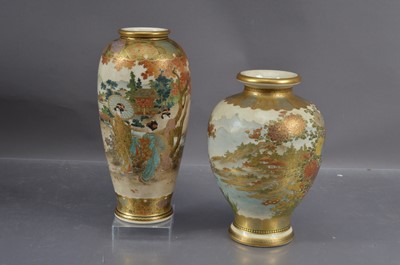 Lot 341 - Two Meiji era Japanese Satsuma pottery vases