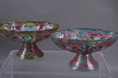 Lot 359 - A pair of Japanese or Chinese plique-à-jour enamel dishes